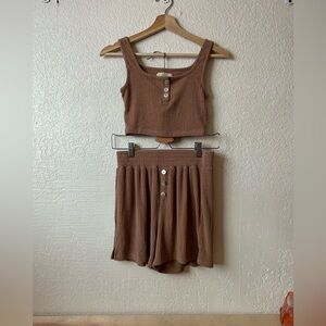 Madewell Taupe Ribbed Knit Set